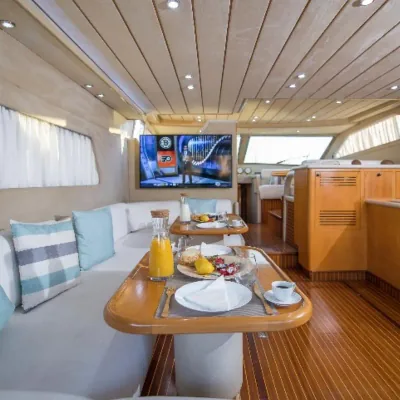 Aegean Gateaways luxurious salon area with panoramic sea views